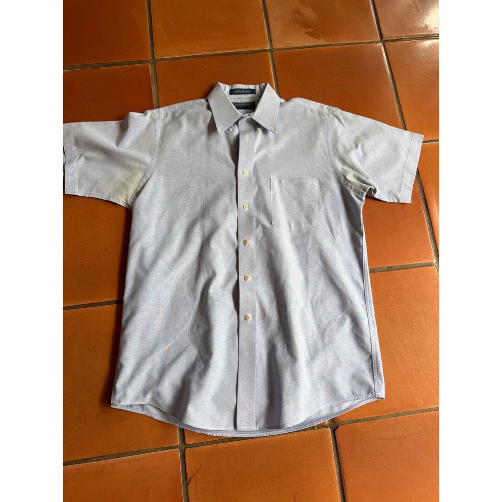 Vintage Claybrooke Men's Oxford Shirt Size 16 Short Sleeve Blue